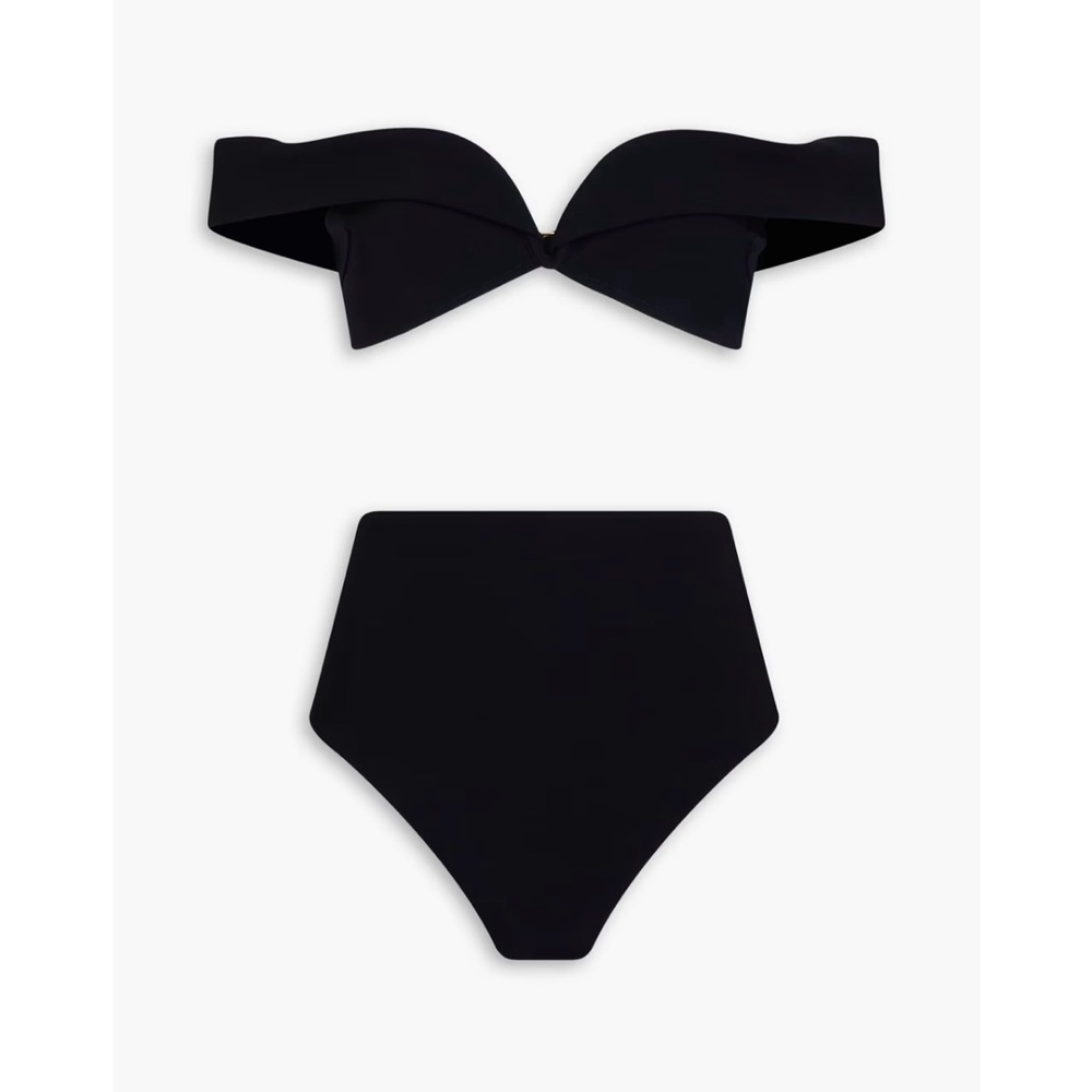 NWT Zimmermann Lexi Off Shoulder Sweetheart Neckline High-Waist Black Bikini Set - Picture 10 of 16